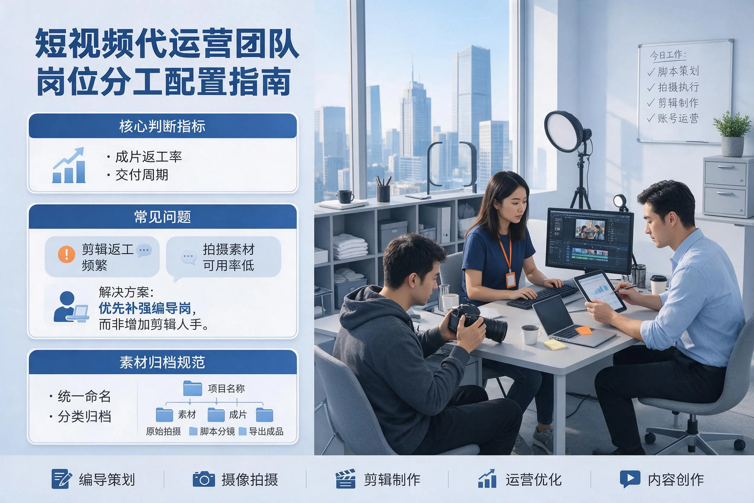 短视频代运营团队如何配置？保定企业岗位分工科普说明